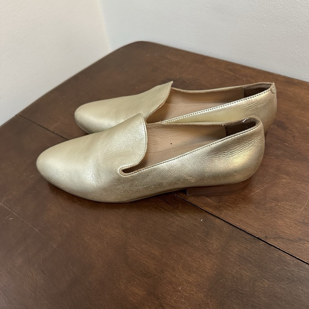 Jack Rogers Gold Leather Slip On Flat Loafer Women's Size 8.5M Made in Brazil - Picture 4 of 7